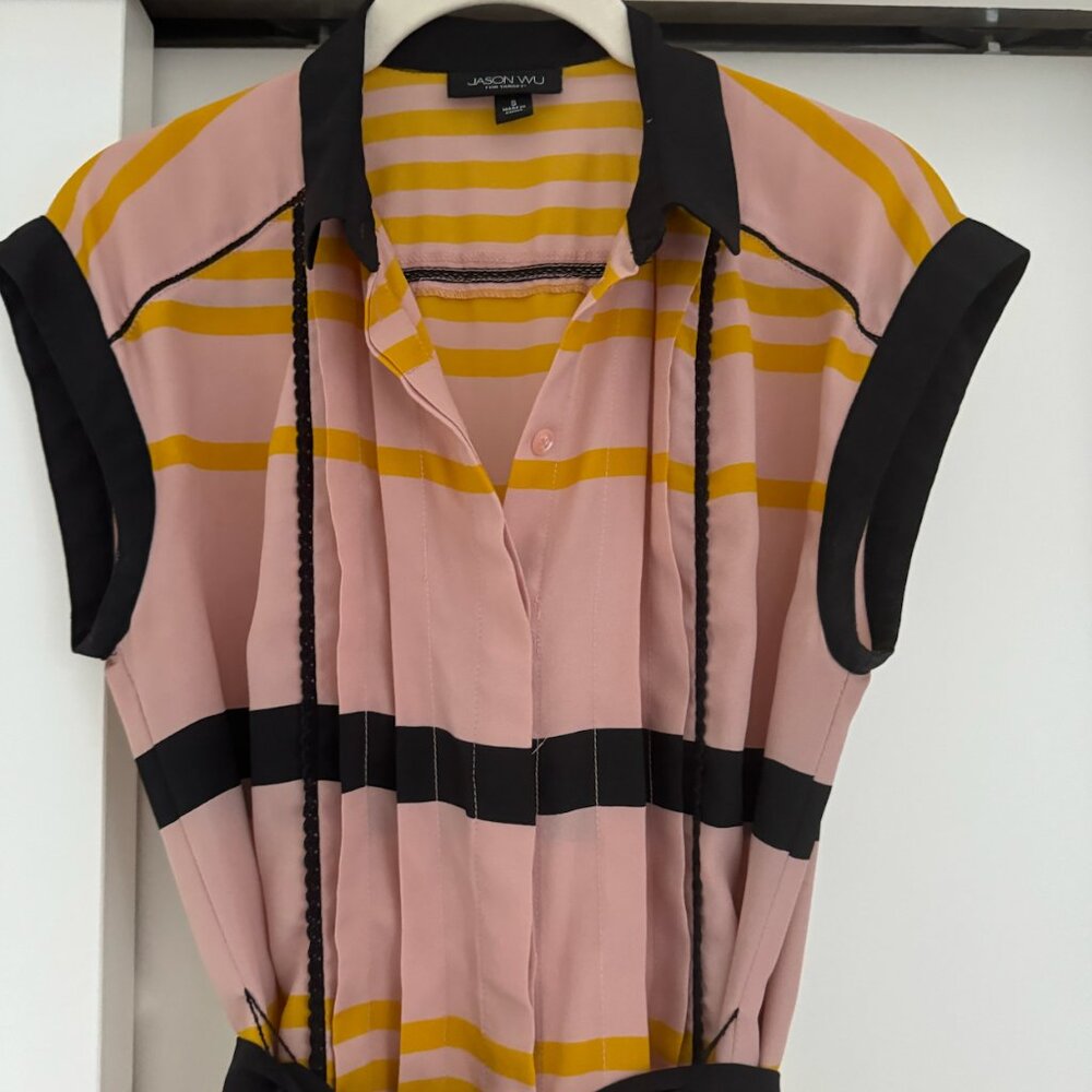 Jason Wu For Target Striped Pleated Button Up Dre… - image 2